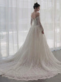 Anna Couture custom made vintage cord lace ball gown skirt wedding dresses 2025 sweeping and cathedral length