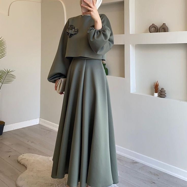 Two pieces set prom maxi dress graduation dress muslim fashion 2024 –  Anna's Couture Dresses