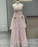 Luxurious glitter blush pink light blue prom birthday graduation dresses with detachable sleeves personalized 2025 Autumn