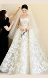 Customization chic strapless lace appliqués ball gown skirt wedding dresses 2025