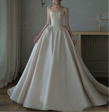 Customization made corset bodice wedding dress mikado bridal gown 2025 sweeping train