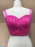 Pearls crystals rhinestones beaded hot pink crop bustier top