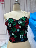 Florals crystals pearls beaded corset top