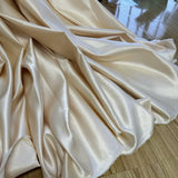 Champagne beige blush matte satin long sleeves a line prom maxi dress graduation dress muslim fashion 2024