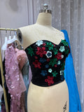 Florals crystals pearls beaded corset top