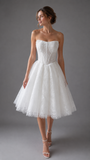 Customized sweetheart knee length reception dress for wedding