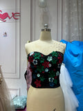 Florals crystals pearls beaded corset top