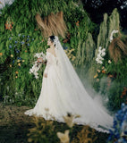 Anna Couture custom made vintage cord lace ball gown skirt wedding dresses 2025 sweeping and cathedral length