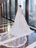Chic style corset bodice slit lace ball gown wedding dress,off white bridal gown 2026 sweeping train