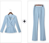 Sky Blue Tailored Suit Sets:blazer,skirt and pants