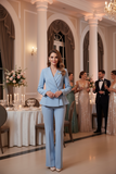 Sky Blue Tailored Suit Sets:blazer,skirt and pants