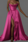 Chic and sexy corset mikado prom dresses with slit skirt 2025 sweeping train