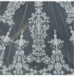 Charming lace appliqués bridal wedding veil at chapel cathedral length (3 meters )