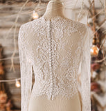 High couture custom-designed appliqués bodice jacket with crystals pearls beaded long bell sleeves for bride