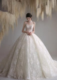 Personally customized cored lace lace appliques ball gown skirt wedding dresses 2025 sweeping and cathedral length