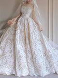 Chic style corset bodice slit lace ball gown wedding dress,off white bridal gown 2026 sweeping train