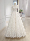 Anna Couture custom made vintage cord lace ball gown skirt wedding dresses 2025 sweeping and cathedral length