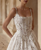 Personally customized bodice corset brocade lace over ball gown skirt wedding dresses 2025 sweeping and cathedral length