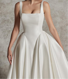 Customization made corset bodice wedding dress mikado bridal gown 2025 sweeping train