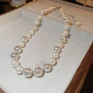 Ivory faux pearls beads necklace