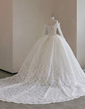 Anna Couture custom made vintage cord lace ball gown skirt wedding dresses 2025 sweeping and cathedral length