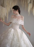 Personally customized cored lace lace appliques ball gown skirt wedding dresses 2025 sweeping and cathedral length