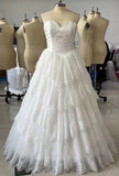 Fairytale sweetheart strapless layers princess puffy shirt lace gown,wedding dress ordered by custom made size