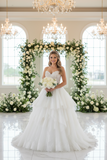 Fairytale sweetheart strapless layers princess puffy shirt lace gown,wedding dress ordered by custom made size