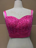 Pearls crystals rhinestones beaded hot pink crop bustier top