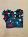 Florals crystals pearls beaded corset top