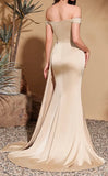 Simple rose gold satin mermaid prom dress 2026