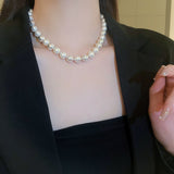 Ivory faux pearls beads necklace