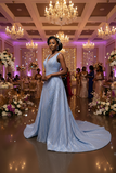Classic custom made sky blue prom dress heavy beaded 2026 Spring