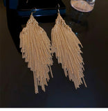 Metal alloy drop tassels long earrings in gold silver color