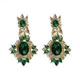 Glass beads crystals earrings in emerald green for prom