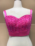 Pearls crystals rhinestones beaded hot pink crop bustier top