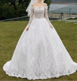 Anna Couture custom made vintage cord lace ball gown skirt wedding dresses 2025 sweeping and cathedral length