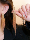 Gold color gradient crystals metal alloy drop tassels long earrings in sets