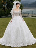Anna Couture custom made vintage cord lace ball gown skirt wedding dresses 2025 sweeping and cathedral length