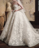 Customization chic strapless lace appliqués ball gown skirt wedding dresses 2025