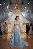 Classic custom made sky blue prom dress heavy beaded 2026 Spring
