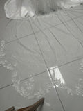 Floral shapes charming lace appliqués bridal wedding veil with chapel cathedral length 3 meters 2 tiers