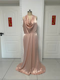 Simple rose gold satin mermaid prom dress 2026