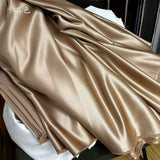 Matte satin tea length burgundy emerald green beige black navy long sleeves maxi prom dress for muslim fashion wedding occasions