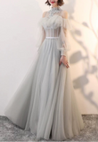 Fairytale gray tulle prom maxi dress fashion 2024