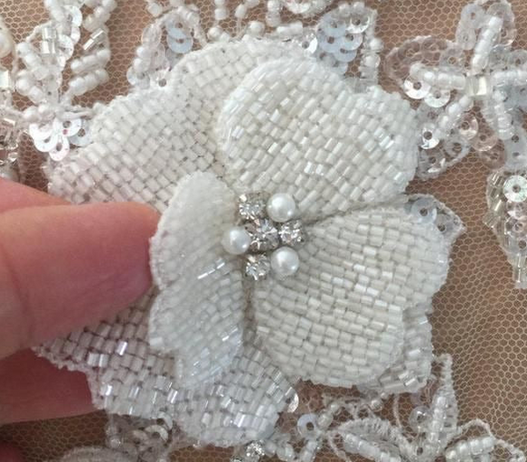 Handmade beaded rhinestones pearls 3D flowers for dresses designs embellishments ,decoration ,as DIY gifts