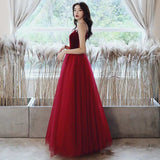Burgundy red spaghetti straps velvet top and tulle puffy skirt formal dress 2021