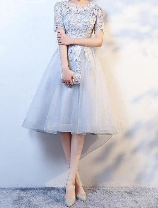 light grey knee length dress Knee Length,Short Mini Steel Grey Bridesmaid Dresses: Buy Women's Dresses Online at STACEES