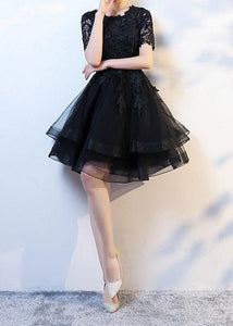Tea length black prom dress