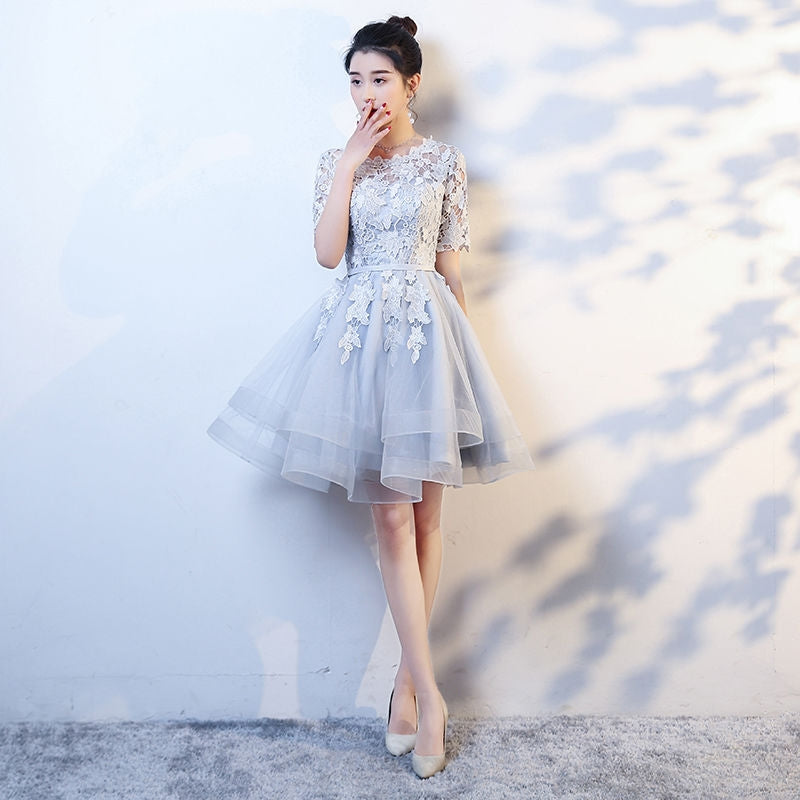 Elegant white semi formal 8th grade graduation college party prom dres Anna's Couture Dresses Elegant white semi formal 8th grade graduation college party prom dres Anna's Couture Dresses